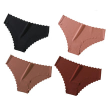 4Pcs/Set Ice Silk Mid-Rise Panties Women's Seamless Briefs Solid No Show Underwear Scalloped Edge Panties Sexy Lingerie XS-XL