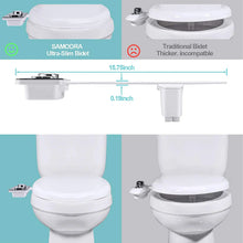 Bidet Toilet Seat Attachment Ultra-thin Non-electric Self-cleaning Dual Nozzles Frontal & Rear Wash Cold Water Personal Hygiene