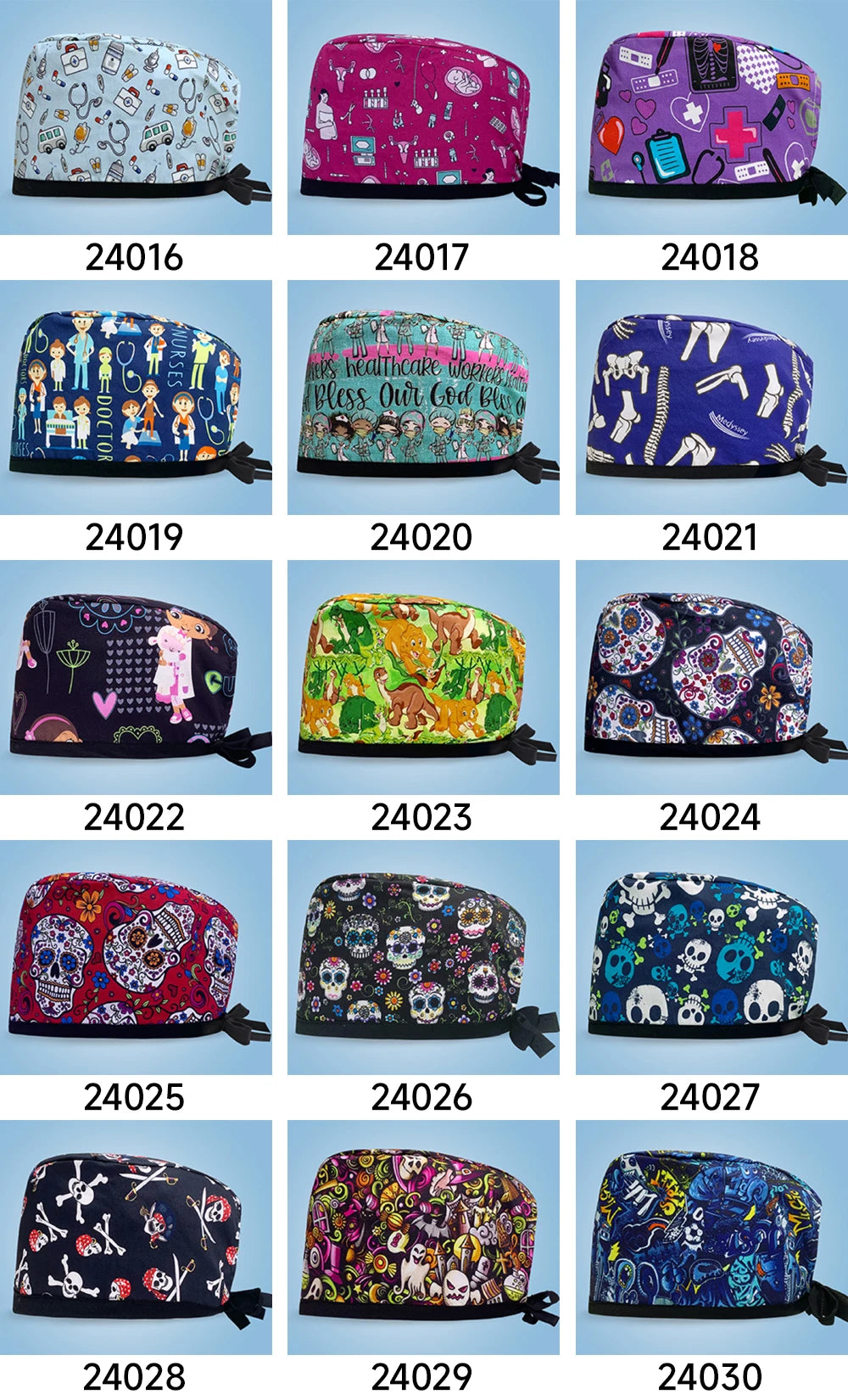 Cartoon Print Medical Scrub Hat Hospital Doctor Work Caps Health Worker Scrub Cap Pet Clinic Nurse Beautician Nursing Scrubs Hat