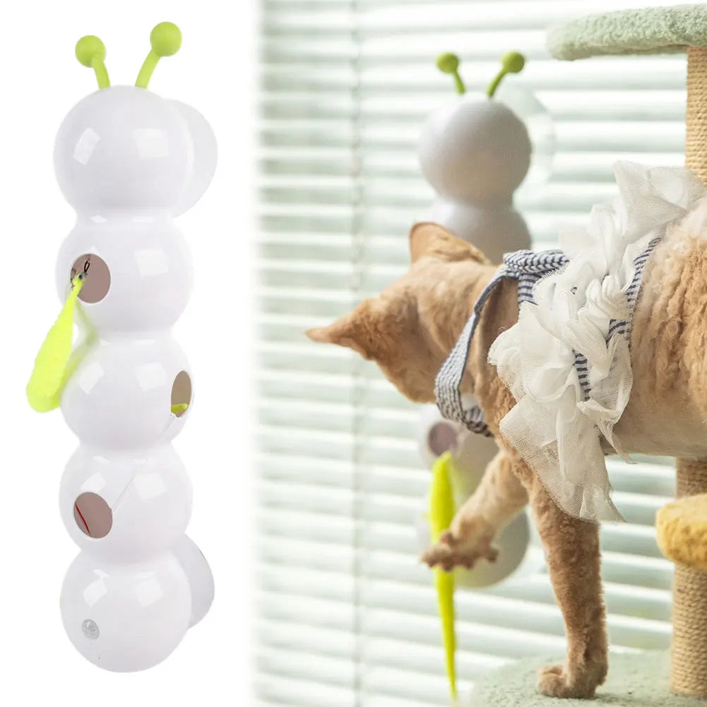 Smart Caterpillar Cat Toy Whack A Mole Cat Toy Interactive Cat Feather Toy Motion Sensor Teasing Cat Toy for Indoor Cats