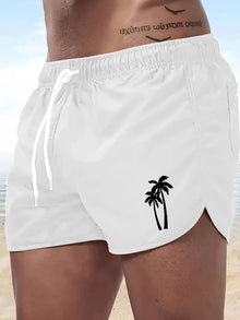 Men's Beach Shorts, Urban Swimwear with Print, Casual Running Pants, Lightweight Quick Drying Shorts for Swimming, Surf, Summer