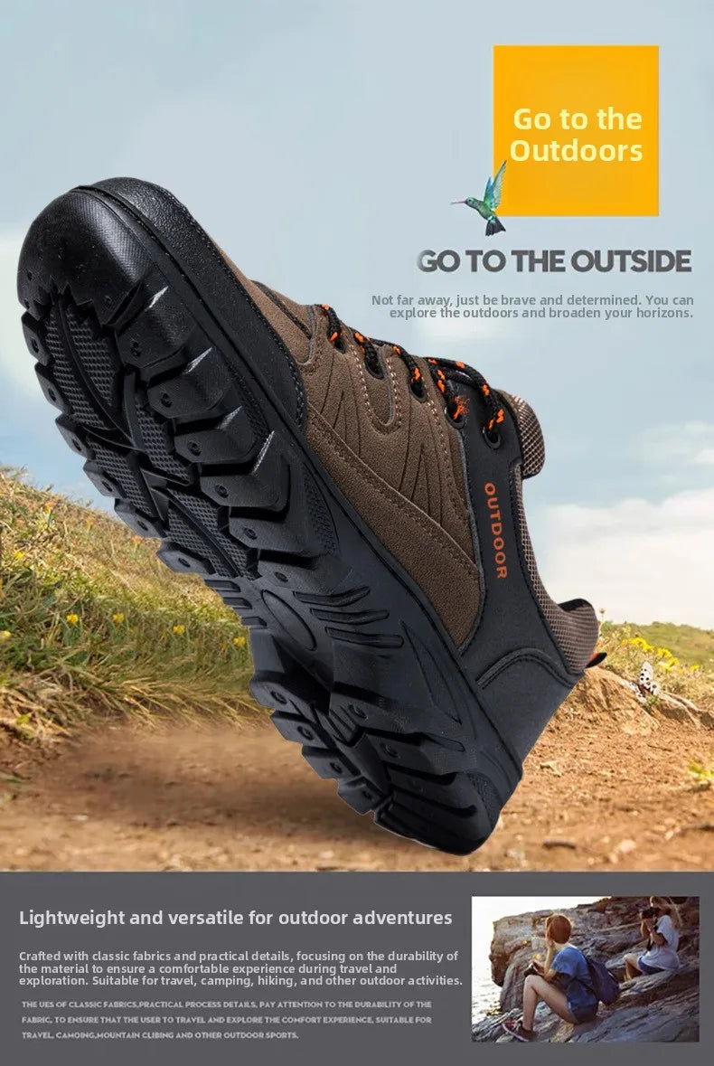 Outdoor Climbing Shoes Men's Trendy Flat Work Shoes Casual Sports Style New Model Comfortable Warmth Synthetic Leather Upgraded