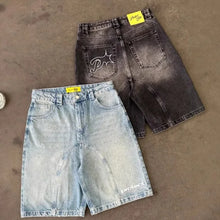 Vintage Y2k Men Women Harajuku Short Jeans Washed Embroidery American Retro Man Denim shorts Summer Loose Hip Hop Streetwear