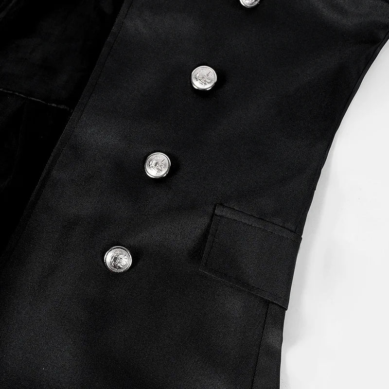 S-5XL Plus Size Men Gothic Trench Medieval Steampunk Retro Style Long Jackets Double-breasted Solid Men's Vintage Long Jackets