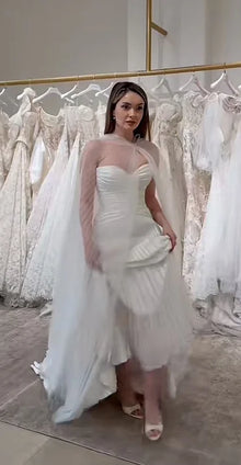 Verngo Elegant lvory Chiffon Wedding Dress Sweetheart A Line Pleat Bridal Gowns Pleat Classy Bride Dresses Customized