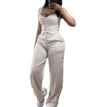 2025 American European New Fashion Women's Elegant Solid Color Trendy 2 Piece Sets Strapeless Suspender Vest Trousers Female