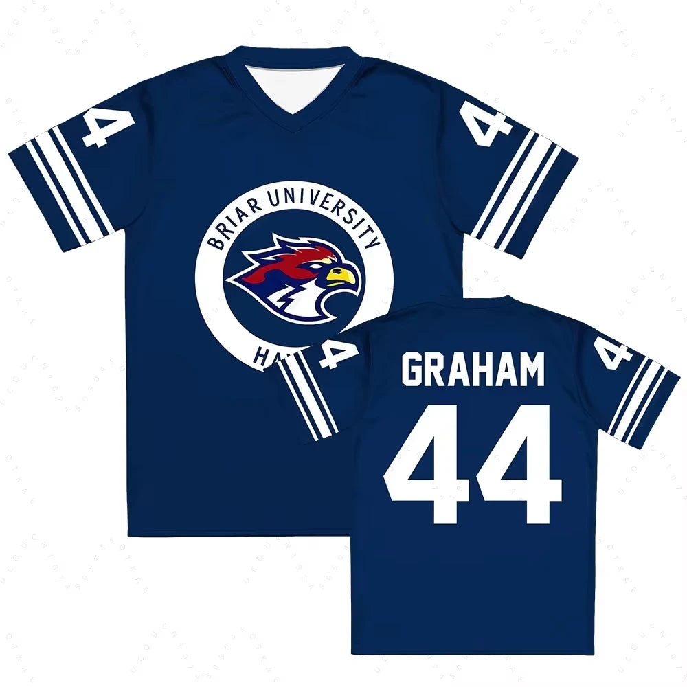 Off Campus Briar University Jersey Graham 44 22 DI LAURENTIS 66 Tucker46 T-shirt V-neck Short Sleeve Men Women Tees 3D Print Top