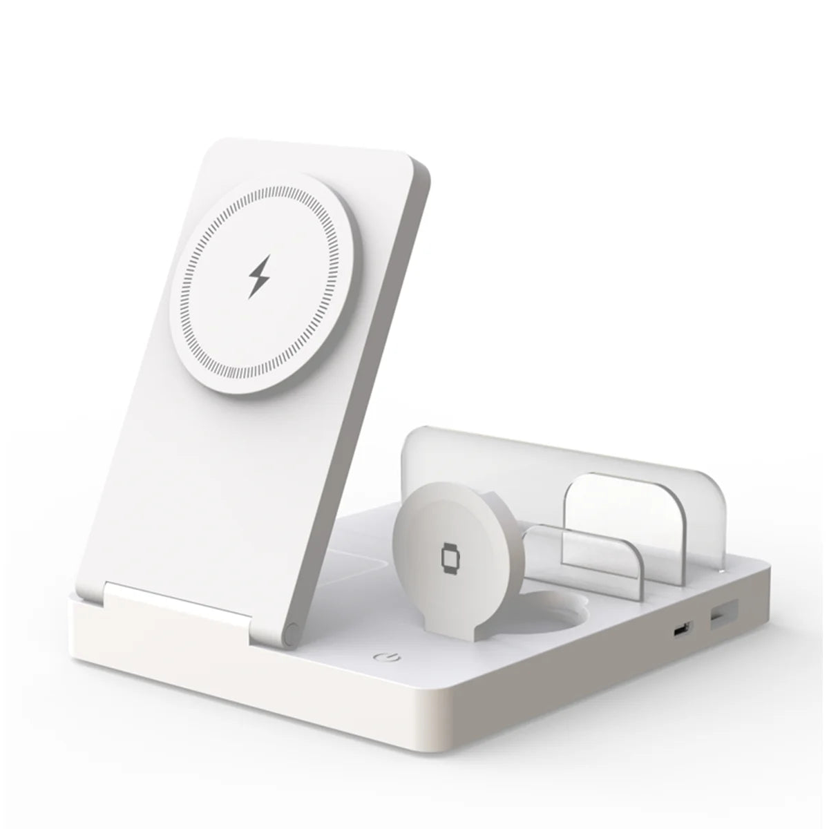 5-in-1 Fast Wireless Charger Station For MagSafe Type C USB Output for iPhone Apple Watch AirPods Light Control Foldable Desk