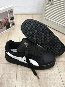 Retro Hong Kong Style Black Bread Shoes Unisex Casual Sports Sneakers Spring Autumn New Model Student Versatile Thick Bottom