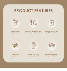 Portable Blender Electric Juicer Machine with 10 Stainless Steel Blades USB Rechargeable Fresh Fruit Mixers Mini Juice Maker