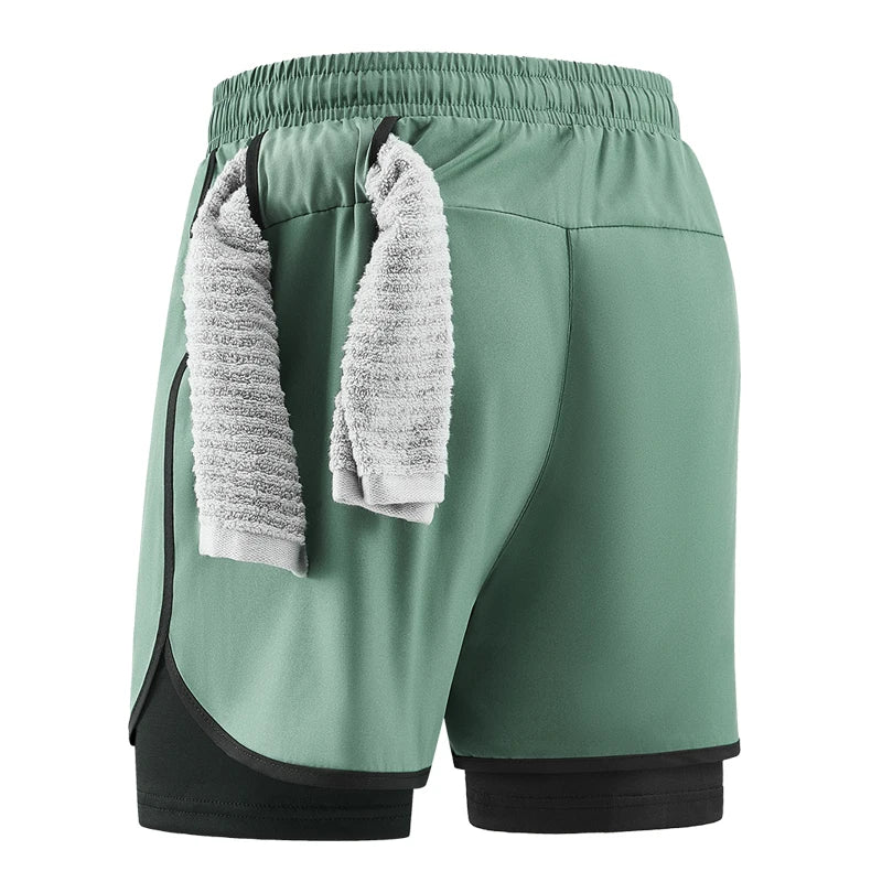 Men Running Shorts Gym Sports 2 in 1 Camo Quick Dry Workout Training Gym Fitness Jogging Short Sweatpants Summer Men Sportswear