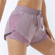 Loose sports shorts women's high-waisted double-layer anti-glare yoga fitness pants running quick-drying training outerwear hot