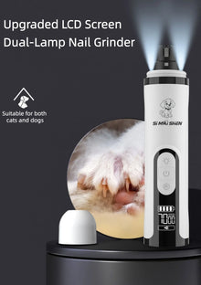 Pet Nail Grinder with LED Light - USB Rechargeable Clipper for Cats and Dogs, Professional Paws Grooming Trimmer Supplies