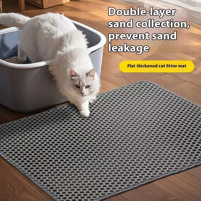 Tapis de litière pour chat, design à 2 couches, technologie premium de rétention de sable, base imperméable, protection de sol antidérapante pour chatons d'intérieur