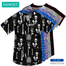 New Top for orthopedics Cotton bones skeleton printed Medical Blouse V-neck Nurse Doctor Operating T shirts Unisex Scrub Clothes