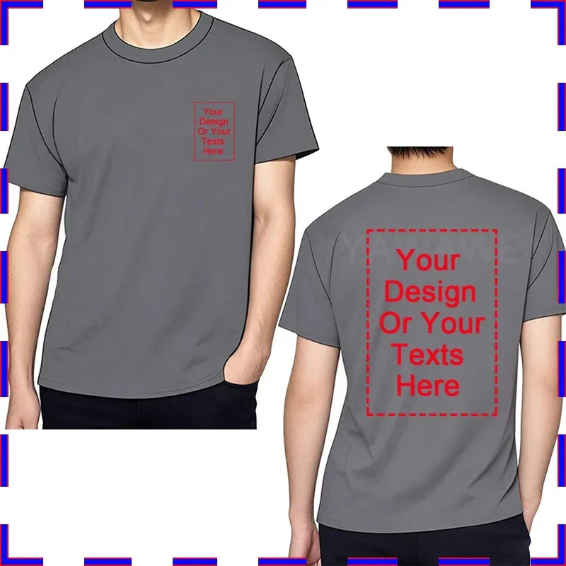 Customized Tee Shirt Your Text Here Premium Cotton Comfortable Men Tshirt Bigger Size O Neck Fashion Perfect Gift summer tees