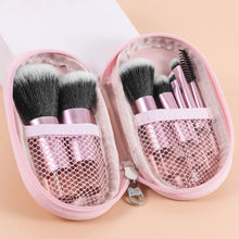 10pcs Pink Makeup Brush Set for Beginners Mini Portable Foundation Eyeshadow Brushes with Crystal Handle Includes Brush Pouch