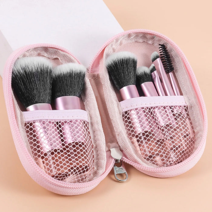 10pcs Pink Makeup Brush Set for Beginners Mini Portable Foundation Eyeshadow Brushes with Crystal Handle Includes Brush Pouch