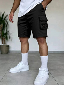 Summer Men's Cargo Shorts Loose Casual Elastic Waist Outdoor Jogging Tactical Shorts Multi-pockets Male Work Hiking Short Pants