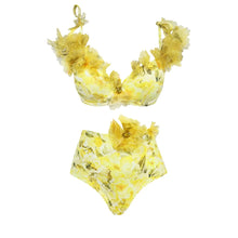 3Pcs Flower Bikinis Sexy Swimsuit Women Swimwear Push Up Bikini Set High Waist Biquini Female Long Skirt Bathing Suit Beachwear