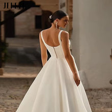 JEHETH Boho Brides Wedding Dresses Spaghetti Straps Square Collar Simple Formal Bride Dress Vintage Long Bridal Gowns Customized