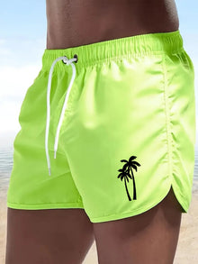 Men's Beach Shorts, Urban Swimwear with Print, Casual Running Pants, Lightweight Quick Drying Shorts for Swimming, Surf, Summer