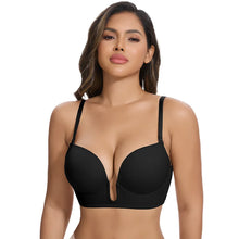 Women's Deep U Bra Transparent Strap X-Line Bralette Invisible Invisible Underwear High Stretch Push Up Gathered Lingerie