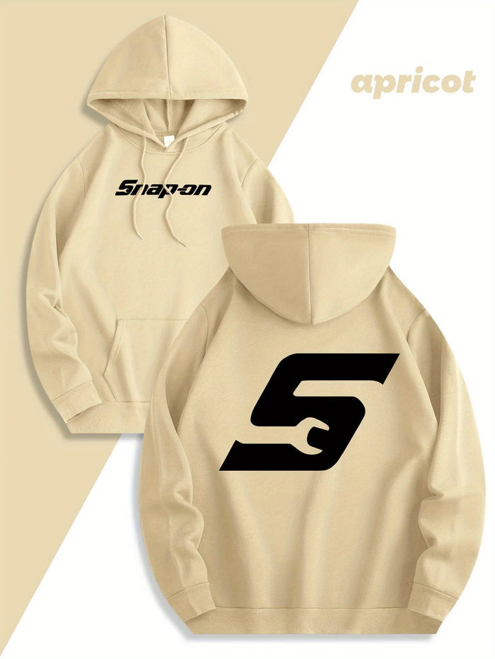 2025 Red Snapon Hooded Sweatshirt Casual Long Sleeve Pullover100_ Polyester Knit Fabric All-Season Warm Hoodie with Drawstring