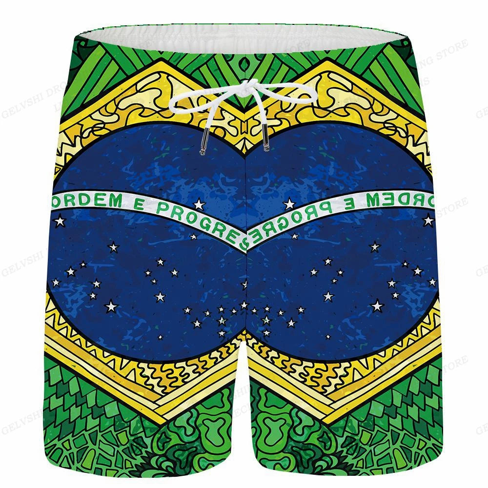 Brazil Flag Board Shorts Men Fashion Swimwear Shorts Trunk Sportwear Pants Men's Brief Swimsuit Kids Beach Short Brasil Flag