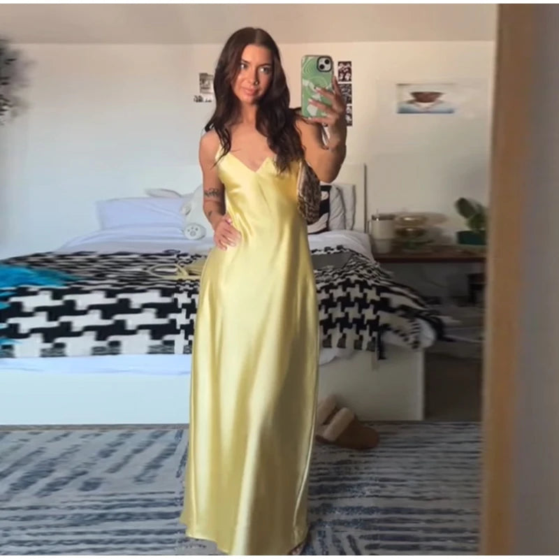 Women Green Ruched Elegant Satin Maxi Dress Mermaid One-shoulder Cutout Slim Fit Flowy Vestido 2026 Lady Summer Evening Vestidos