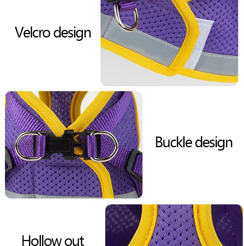 XS/S/M/L/XL Vest Harness Leash Adjustable Vest Strap Puppy Cat Chest Strap Reflective for Small Medium Dogs Cat Harnesses Vest
