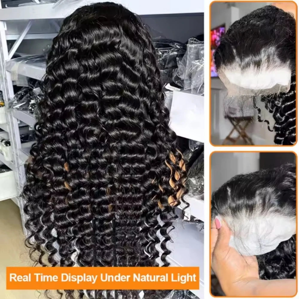 Human Hair Loose Deep Wave Glueless Wig13x6 13x4 HD Lace Front Preplucked Natural Black Brazilian Hair 16 42 Inch Jerry Curly