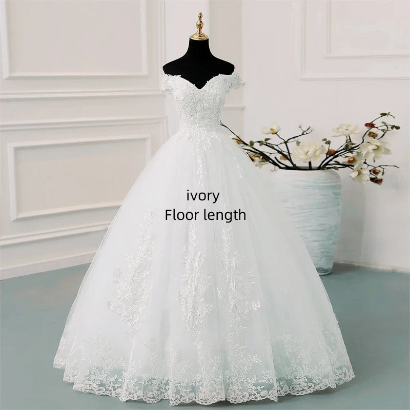 Y&M Novias Off Shoulder Plus Size Vestido De Noiva 2026 New Wedding Dress Train or Floor Customized large Bridal Tulle Mariage