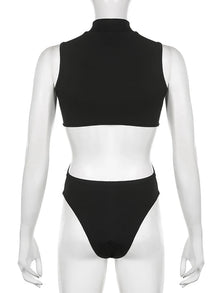 Gothic Techwear Hollow Out Sleeveless Bodysuit Streetwear