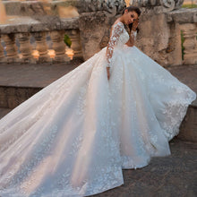 Luxury Wedding Dresses O-Neck A-Line Bridal Gowns Lace Appliques Long Sleeves Robe 2025 Vintage Vestidos De Novia Customized