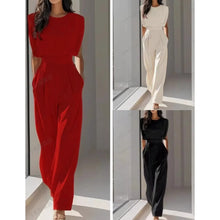 Combinaison élégante à taille haute, nouvelle mode féminine, style reine, couleur unie, avec ceinture et poches, tenue de bureau.