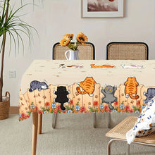 Cute Cat & Kitten Paw Print Tablecloth, Pet Theme Table Cover for Kitchen Dining Room Patio Picni