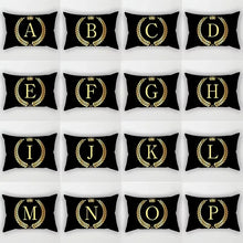 Black and Gold Letter Pattern Print Decoration Bedroom Living Room Office Cushion Cover Home Decoration Rectangular Pillowcase