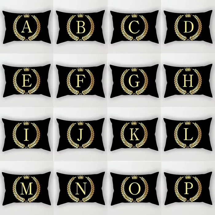 Black and Gold Letter Pattern Print Decoration Bedroom Living Room Office Cushion Cover Home Decoration Rectangular Pillowcase