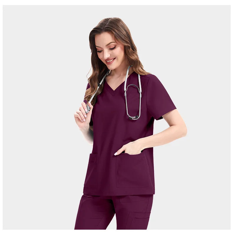 New Slim Fit Women Scrubs Sets Woman Medical Uniforms Nurses Accessories Clinic Beauty Salon Spa Pet Shop Workwear Clothing