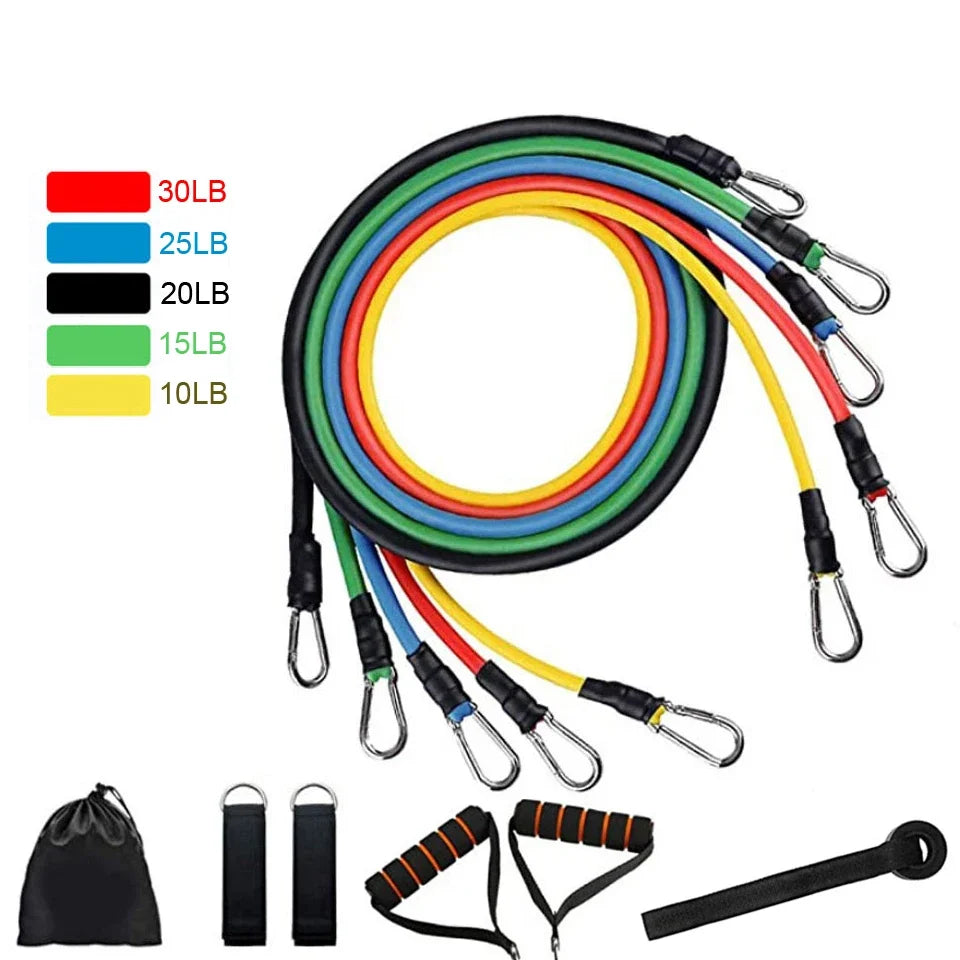 LOOGDEEL 11PCS/Set Resistance Bands Pedal Excercise Body Training Workout Women Men Fitness Yoga Pull Rope Exercises Latex Tubes