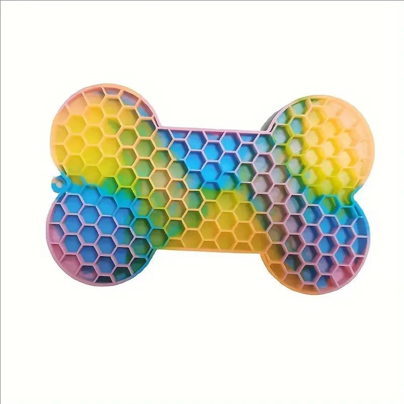 Bone Shape Silicone Licking Pad Pet Dog Peanut Butter Slow Food Bowl Eating for Cats Dogs Feeder Feeding Lickmat