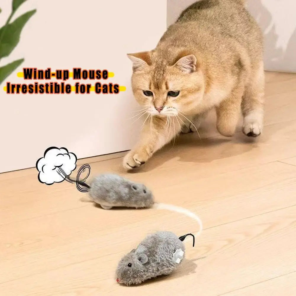 1/5pcs Fun and Interactive Plush Wind-Up Mouse Toy for Cats Dogs and Kids Mechanical Moving Animal Toy for Playtime and Pranks