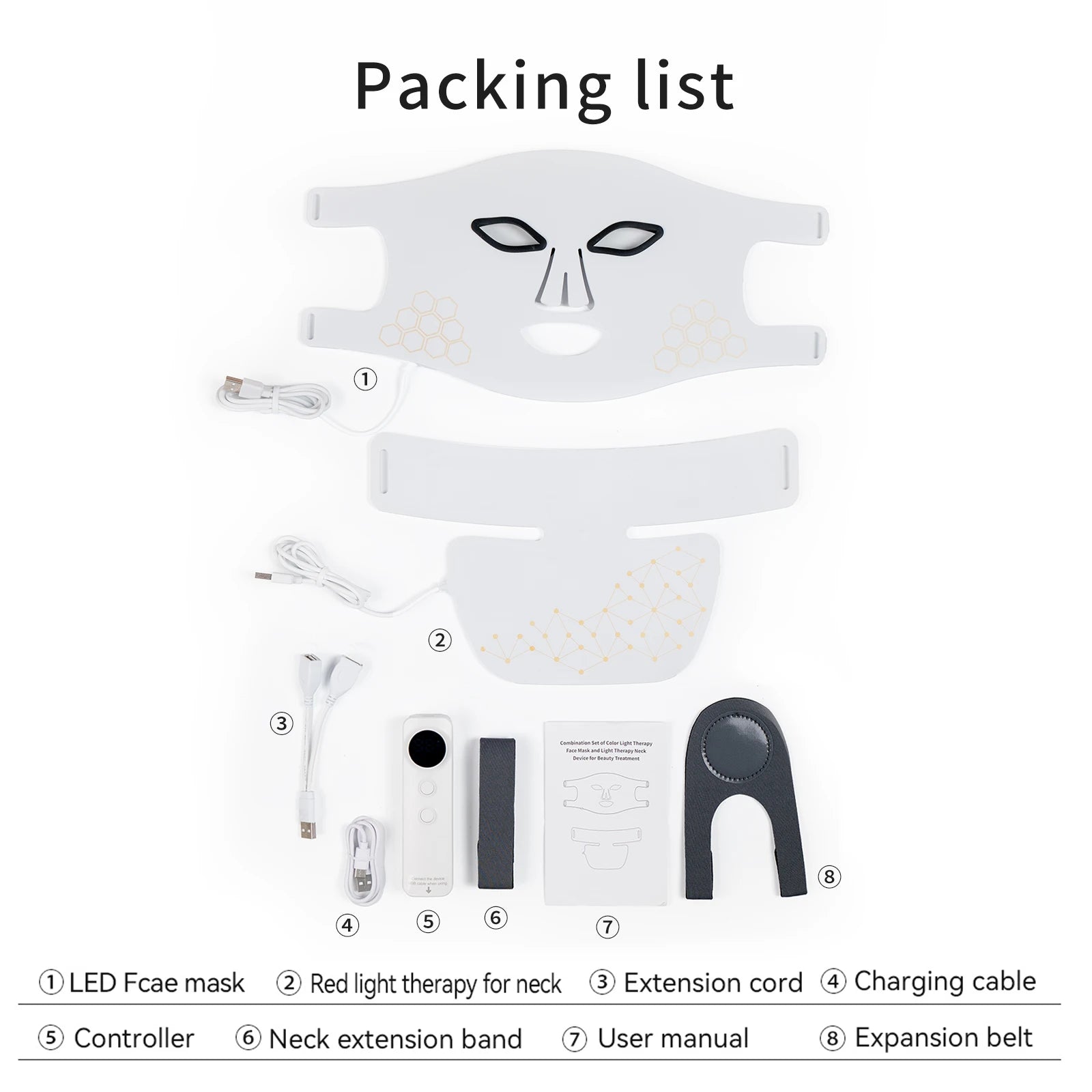 Red Light Therapy for Face and Neck, Rechargeable Infrared Mask, 850nm Near-Infrared, 4 Modes, Anti-Aging Face and Neck Treatmen
