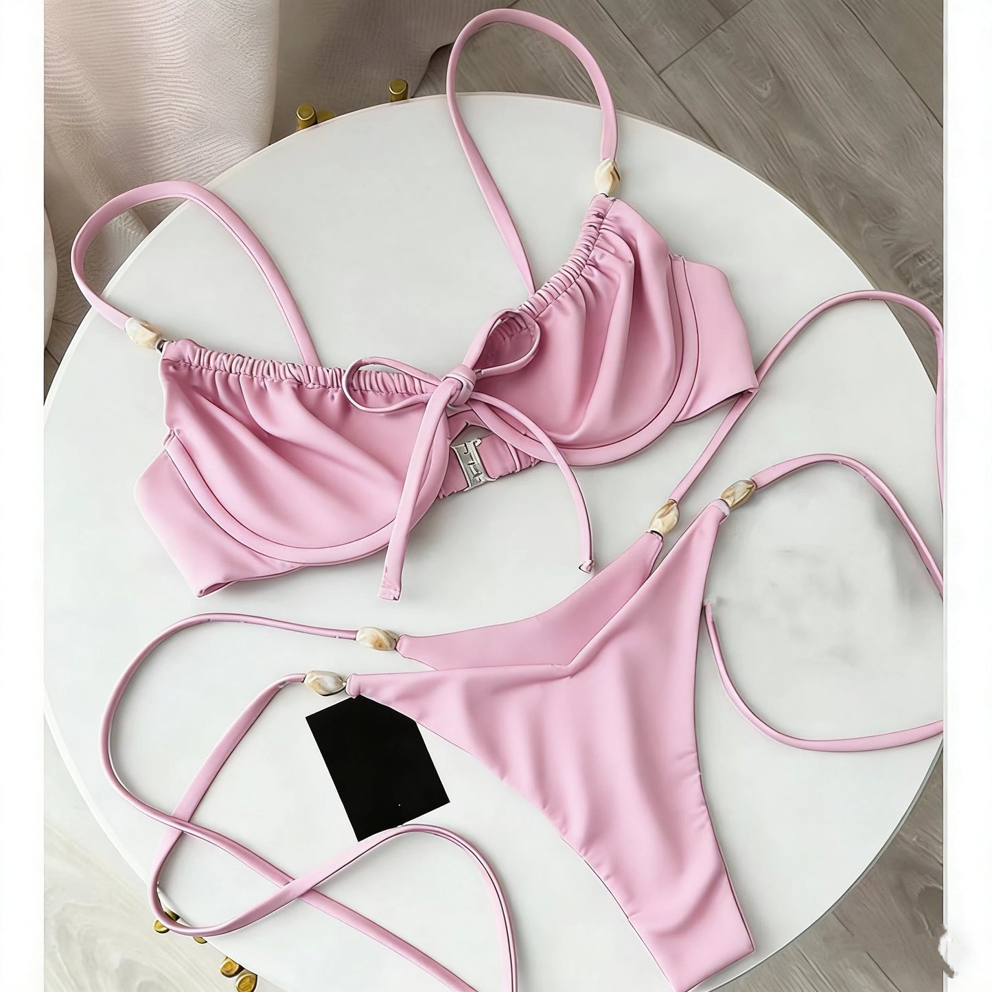Push Up Bikini Set Women Beads Dot Swimwear Beachwear 2026