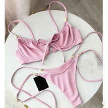 Push Up Bikini Set Women Beads Dot Swimwear Beachwear 2026