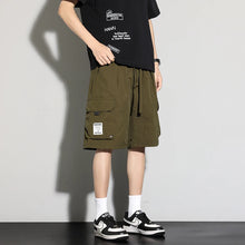 Men's High Street Cargo Shorts Lightweight Breathable Solid Color Drawstring Waist Big Pockets Shorts Casual Summer Short Pants