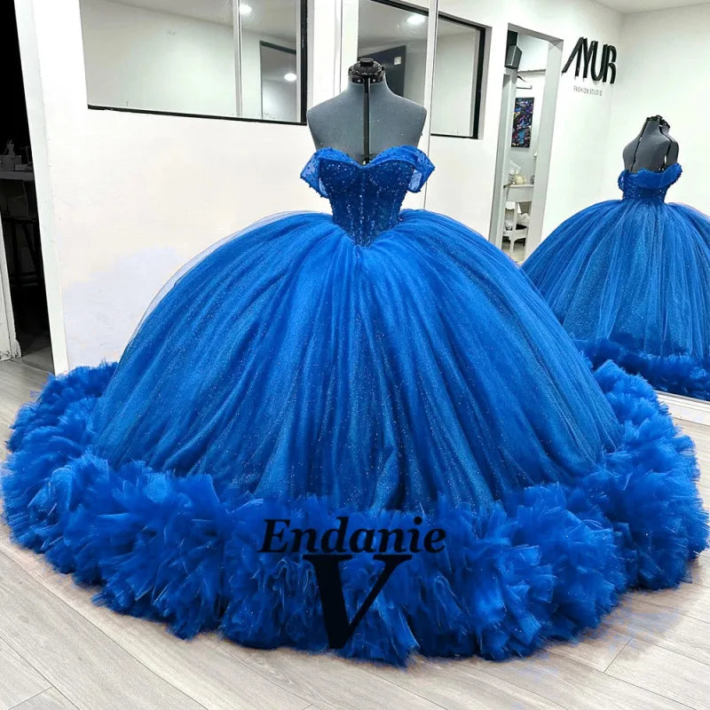 Vendanie Princess Sweetheart Ball Gowns Quinceanera Dresses for Girls Off the Shoulder Lace up Vestido De Quinceanera Customized