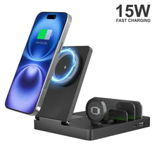 5-in-1 Fast Wireless Charger Station For MagSafe Type C USB Output for iPhone Apple Watch AirPods Light Control Foldable Desk