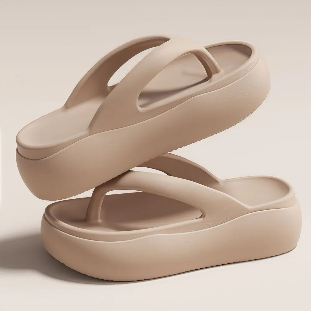 Height-increasing Platform Slippers Non-slip 5CM EVA Beach Sandals Soft Sole Anti-odor Women's Flip Flops Everyday Outfits